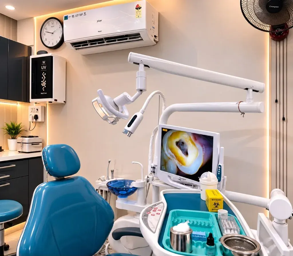 Dental treatment room at Roots & Pulp Dental Clinic in Aliganj, Lucknow