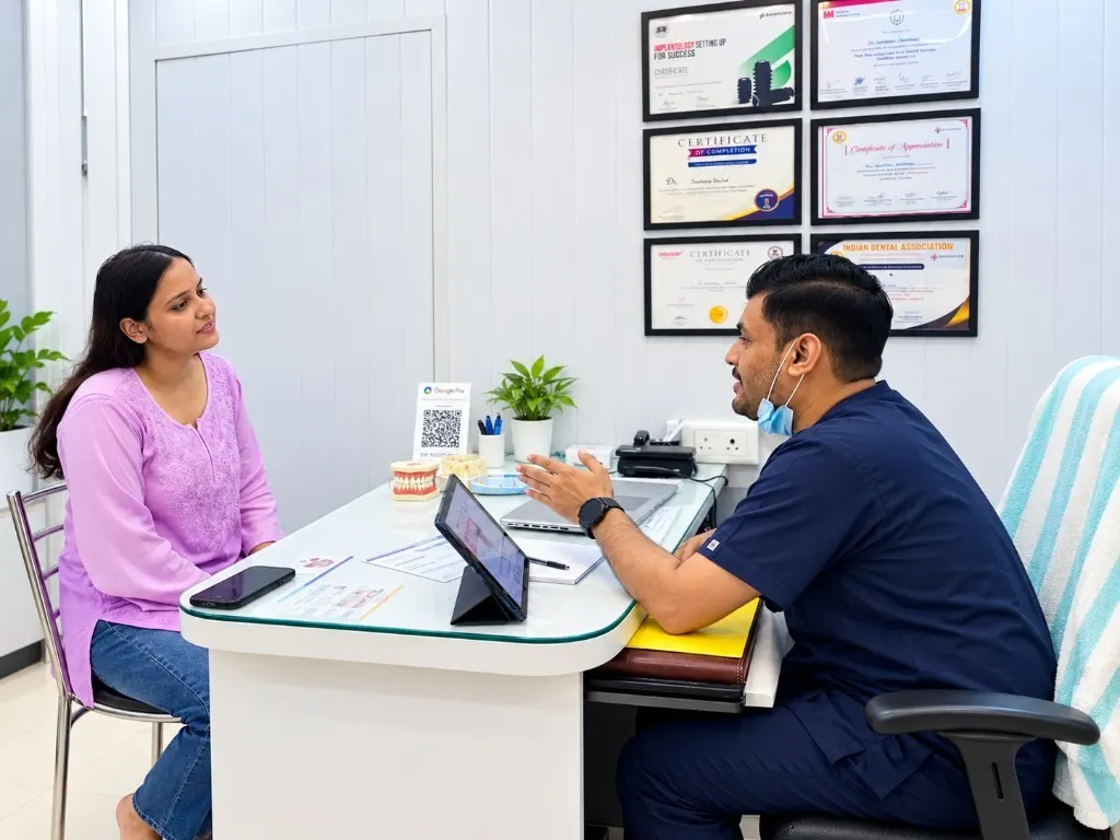 Dr. Shubham Tripathi in consultation with a patient at the clinic desk